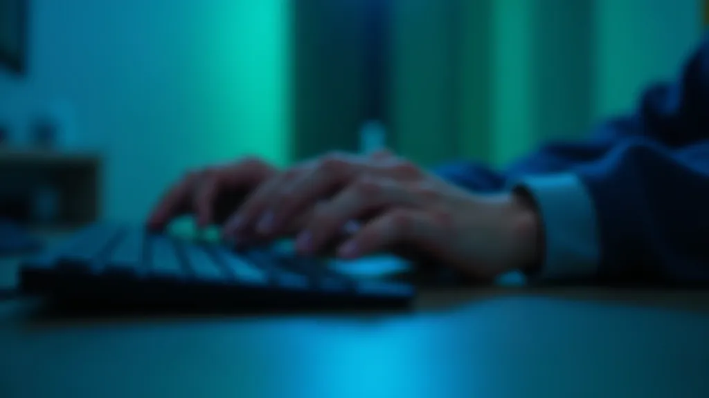 Hands typing on mechanical keyboard with secure connection indicators