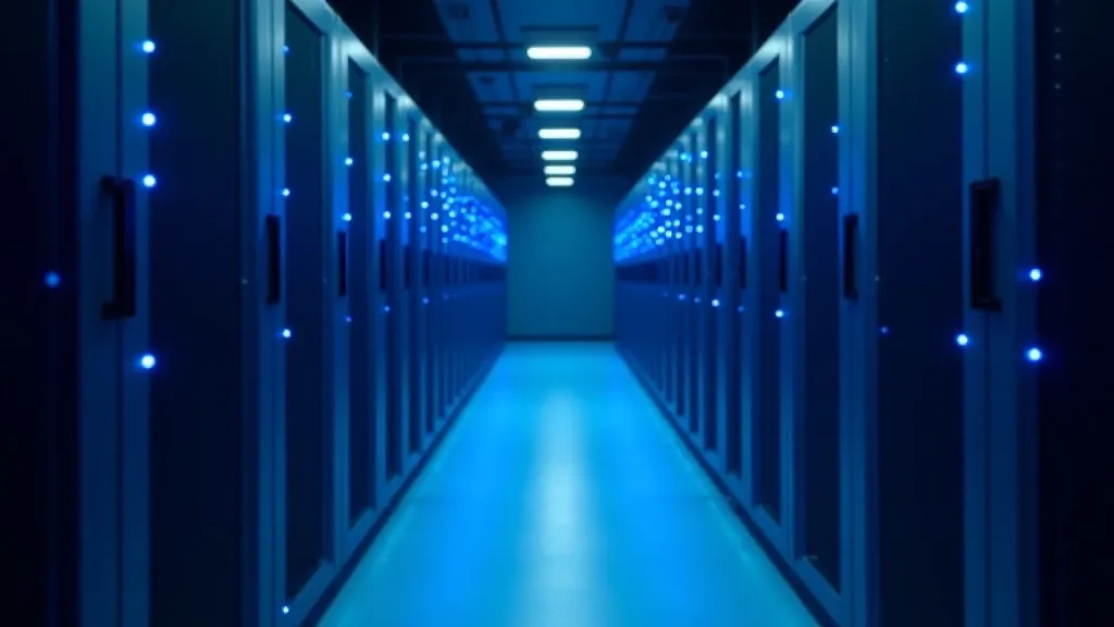 Server room with security systems and encryption protocols in place
